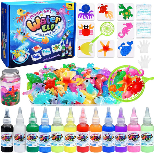 Magic Water Elf Toy Kit – Aqua Fairy Water Gel Squishy Maker, 12 Gels & 8 Molds