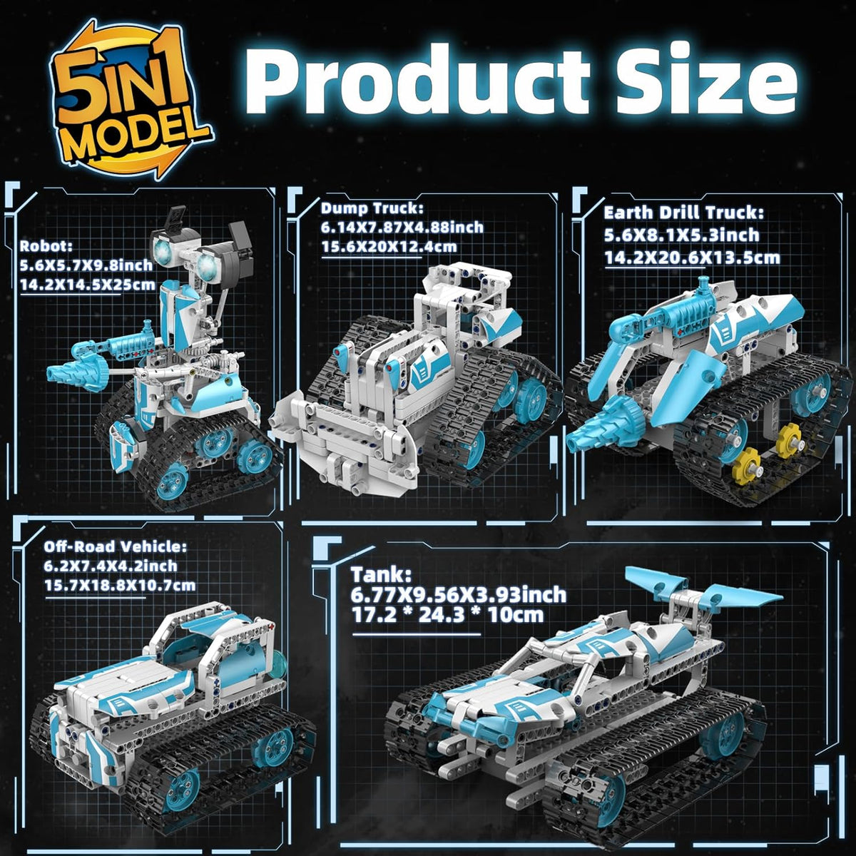 Building Blocks Robots Pro 5-in-1 Set with Remote Control and App remote 720pcs