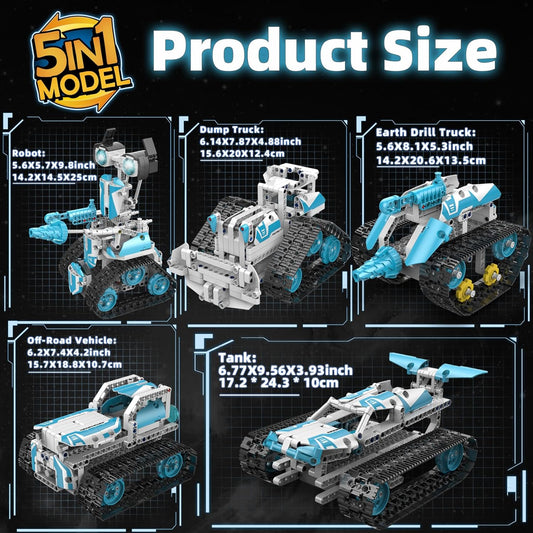 Building Blocks Robots Pro 5-in-1 Set with Remote Control and App remote 720pcs