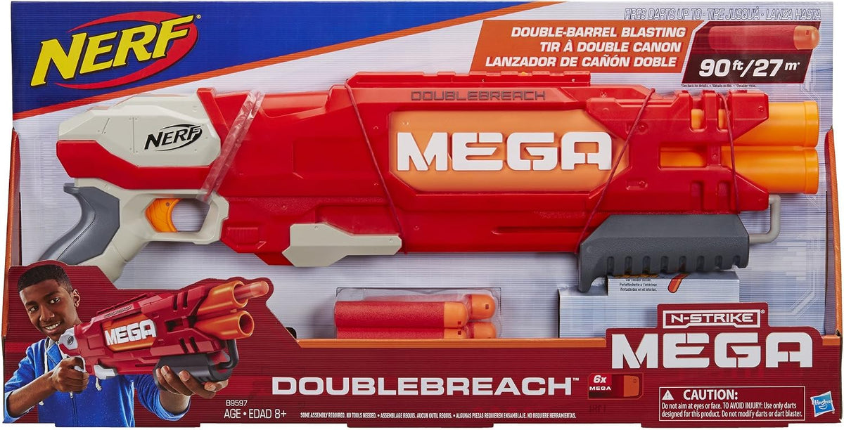 NERF N-Strike Mega DoubleBreach Blaster B9597 – 6 Mega Darts
