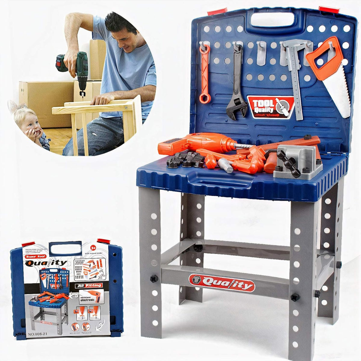 My Workshop Tool Set 008-22 – 57-Piece Kids Pretend Tool Set & Workbench