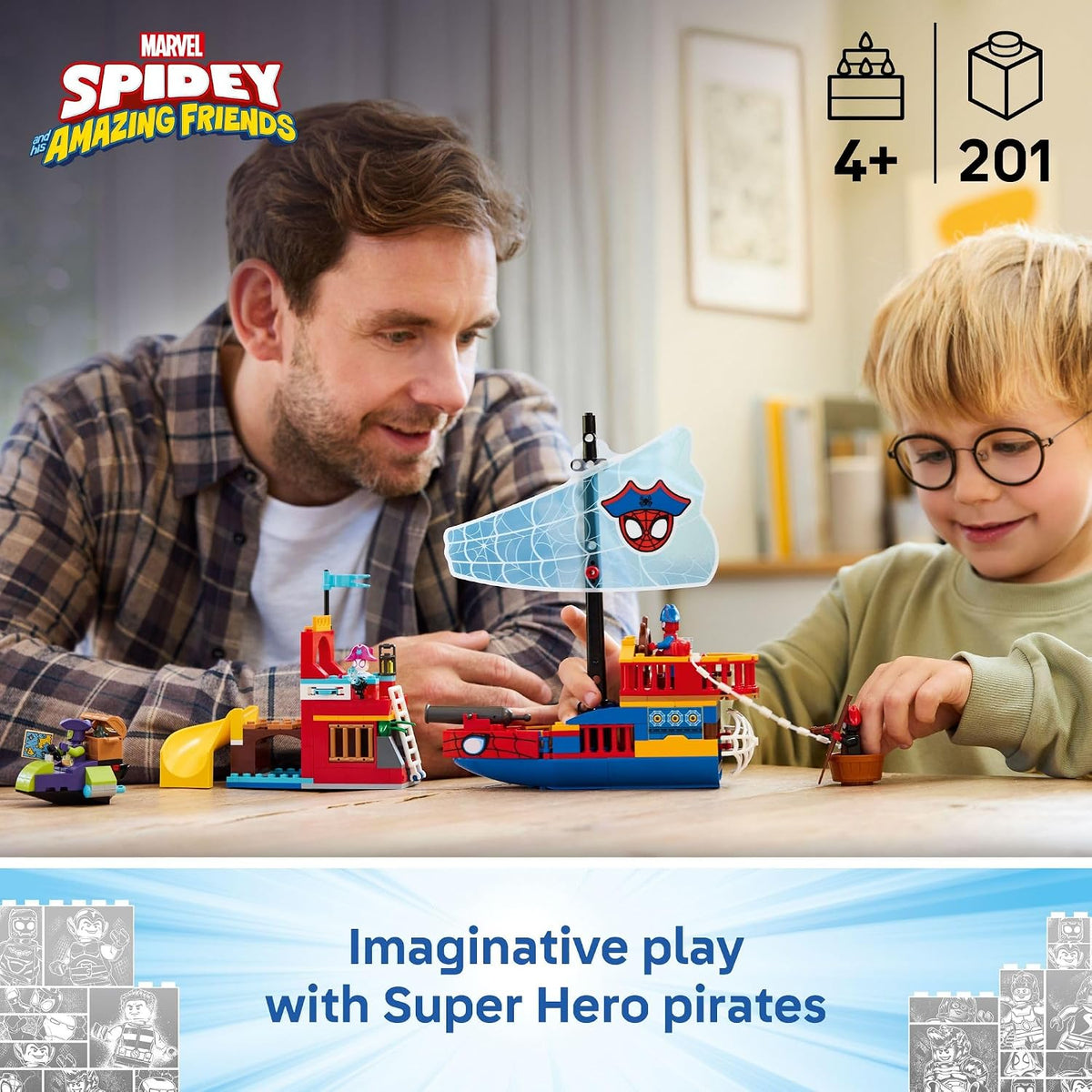 LEGO Marvel Spidey Team Pirate Ship 11208 – Super Hero Building Set, 201 Pieces