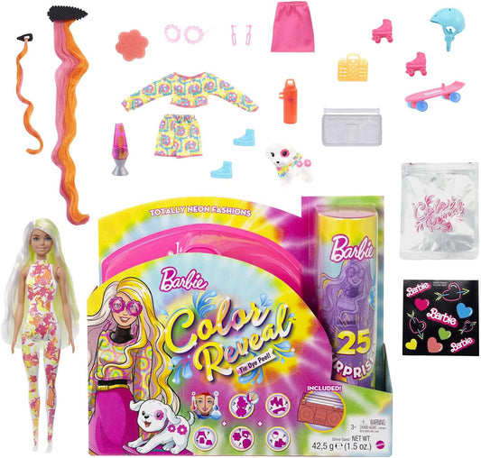 Barbie Color Reveal Totally Neon Fashions Doll & Accessories HCD26 – 25 Surprises