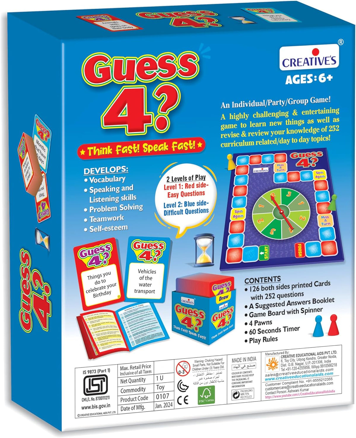 Creative’s Guess 4? Vocabulary Building Board Game 9873
