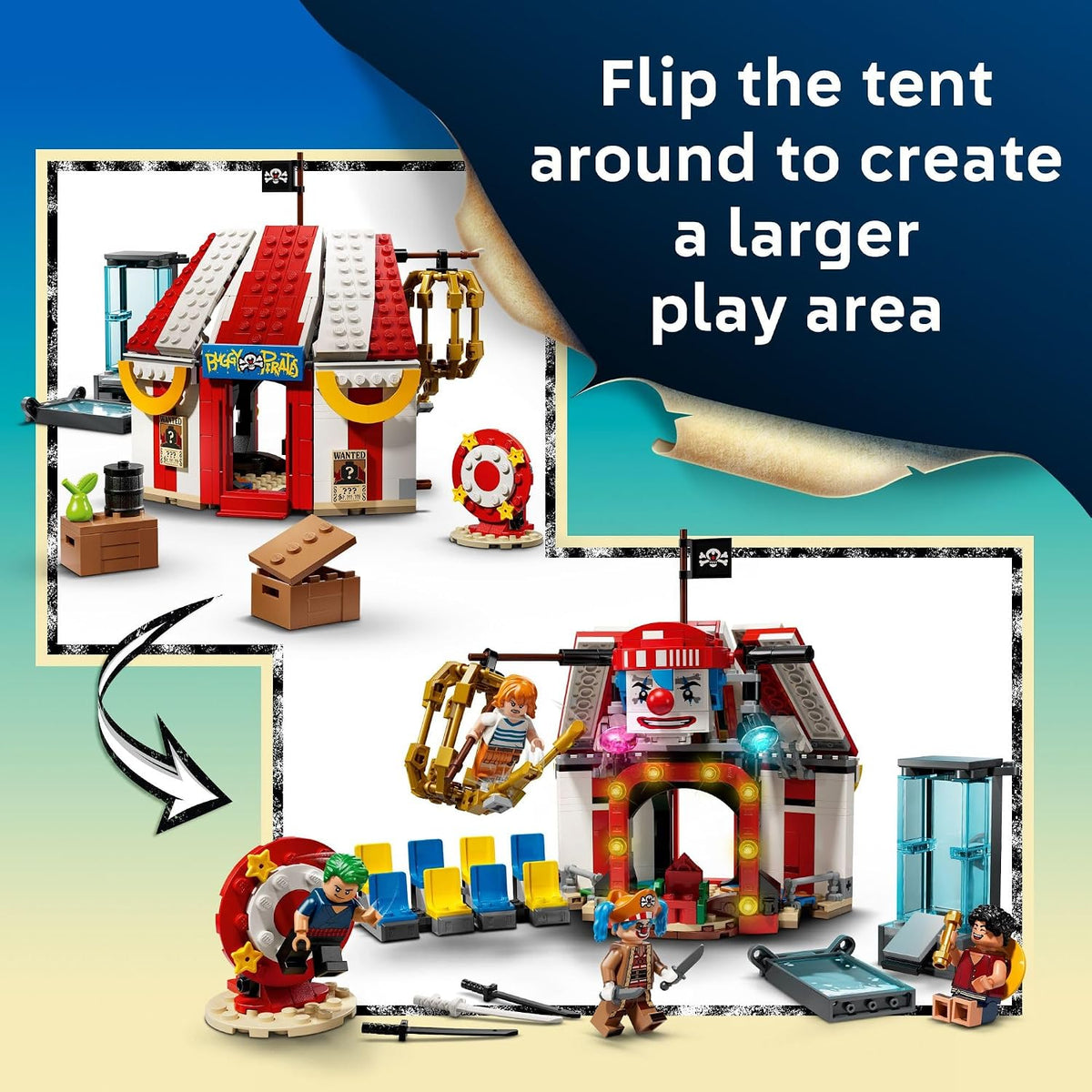 LEGO ONE PIECE Buggy the Clown’s Circus Tent 75637 – Anime Building Set, 573 Pieces
