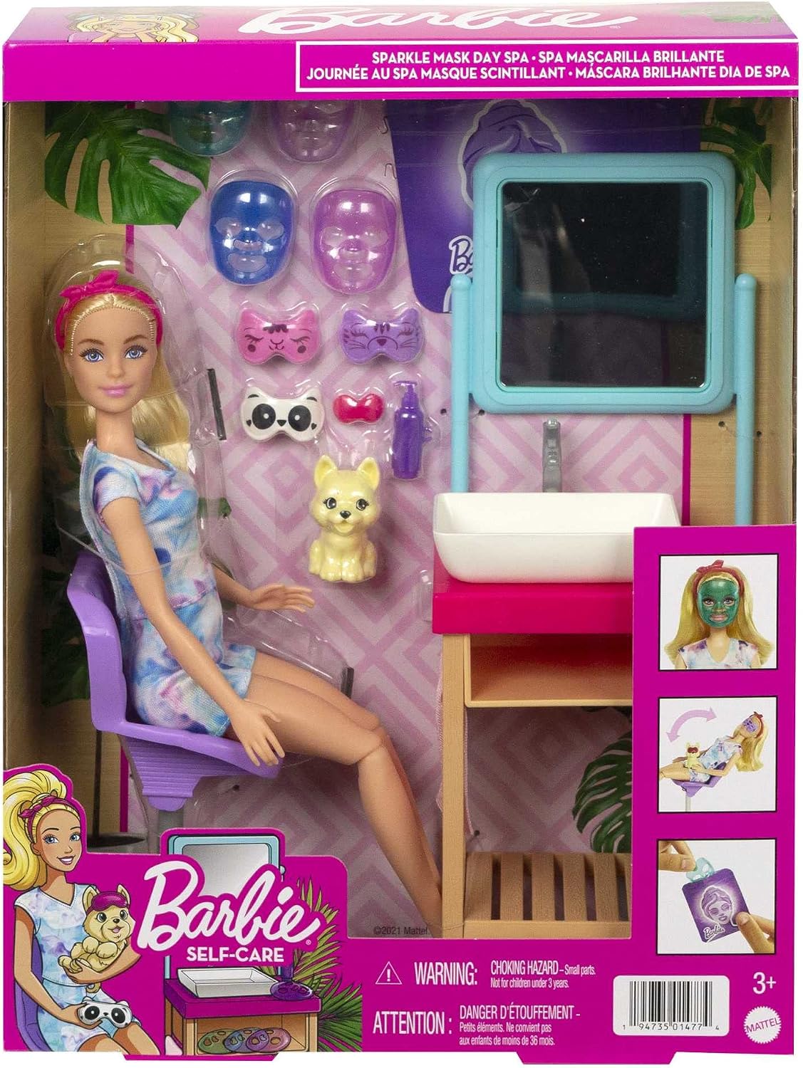 Barbie Sparkle Mask Spa Day HCM82 – Spa Playset with Doll