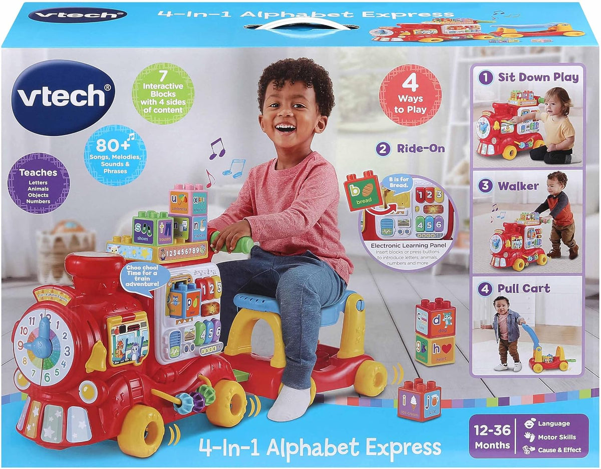 VTech 4-in-1 Alphabet Express – Ride-On & Learning Train