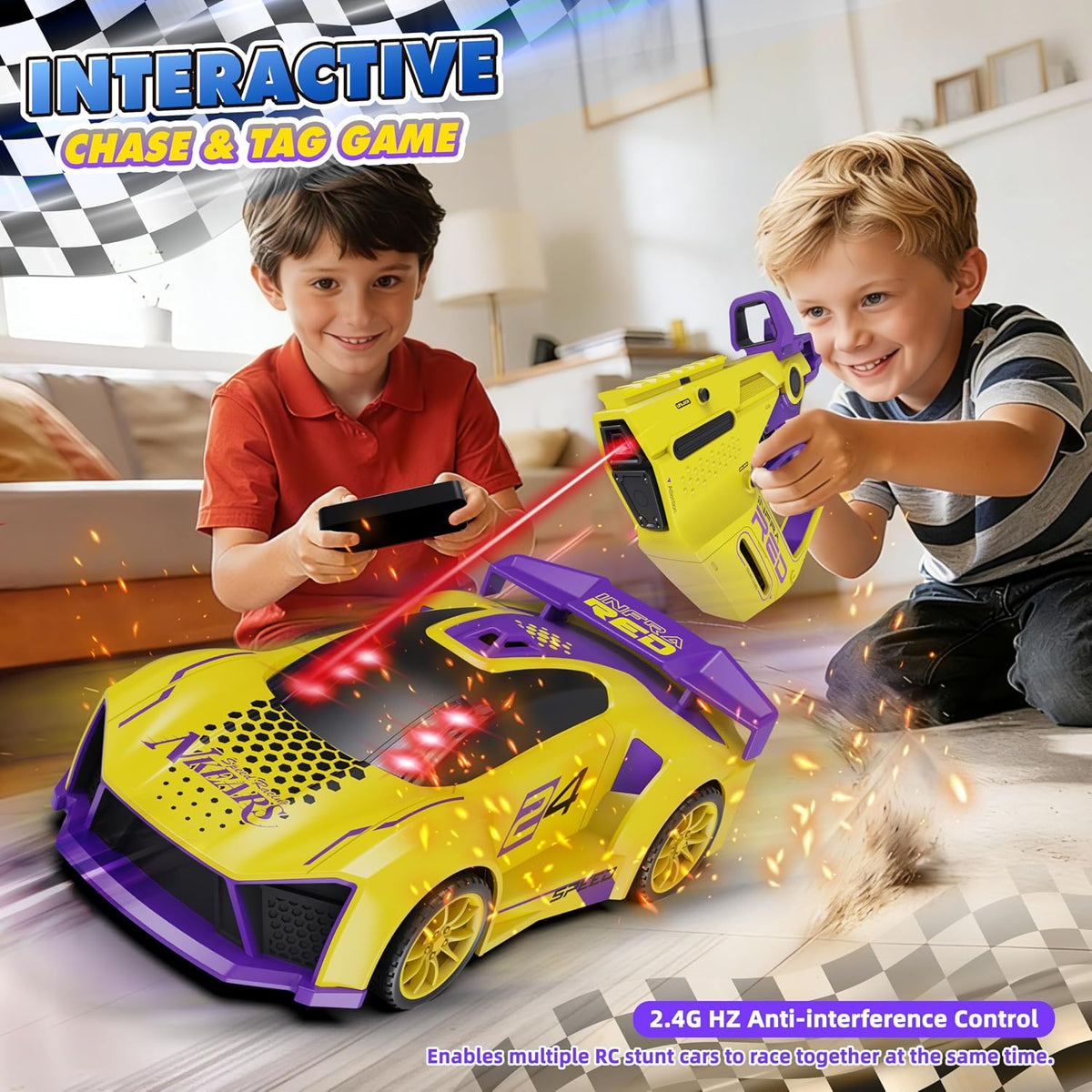 3-in-1 RC Stunt Car with Infrared Battle Gun