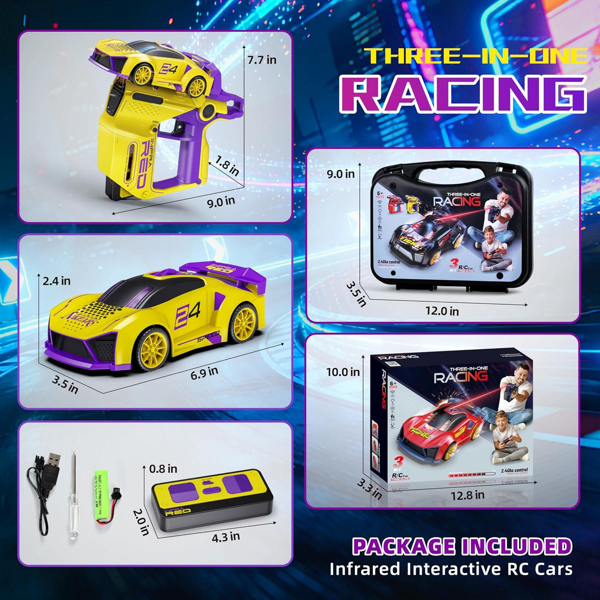 3-in-1 RC Stunt Car with Infrared Battle Gun
