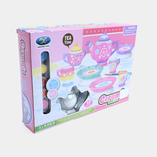 Ceramic Tea Set Painting Kit – 19 Pieces