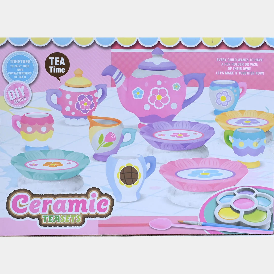 Ceramic Tea Set Painting Kit – 19 Pieces