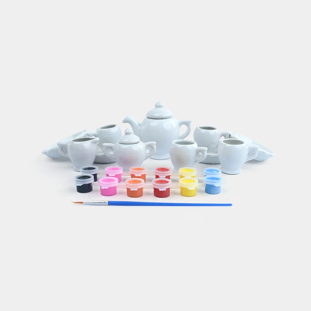 Ceramic Tea Set Painting Kit – 19 Pieces