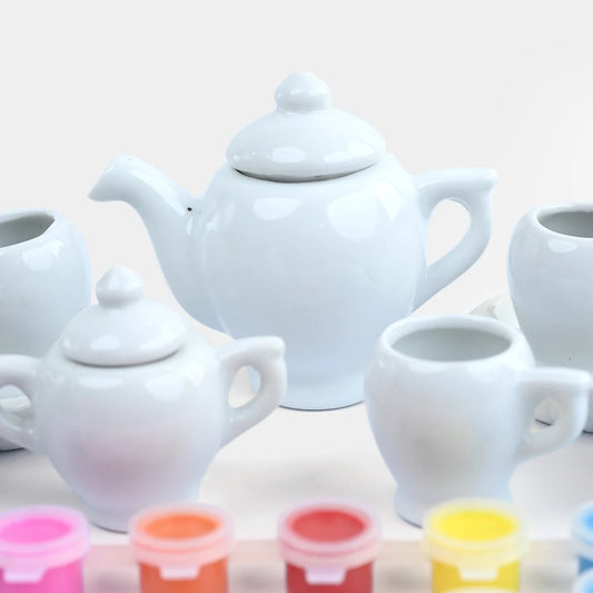 Ceramic Tea Set Painting Kit – 19 Pieces