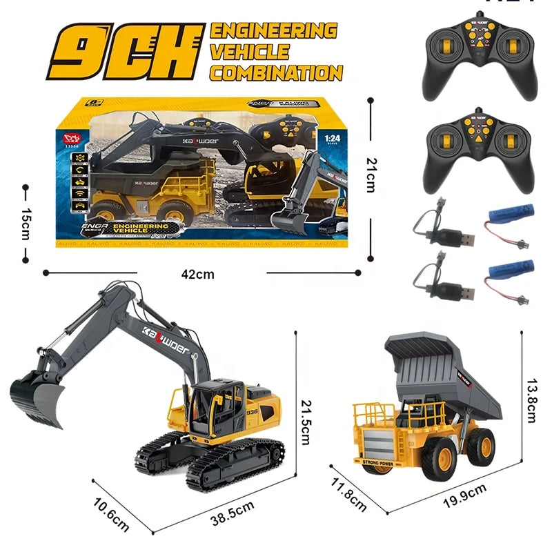 1:24 RC Excavator & Dump Truck – 9CH