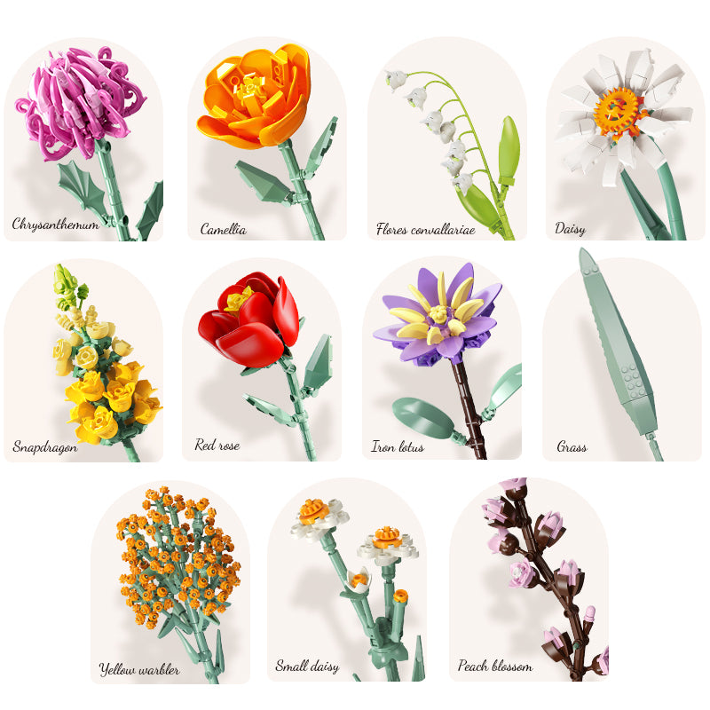 Flower Bouquet Building Blocks Set