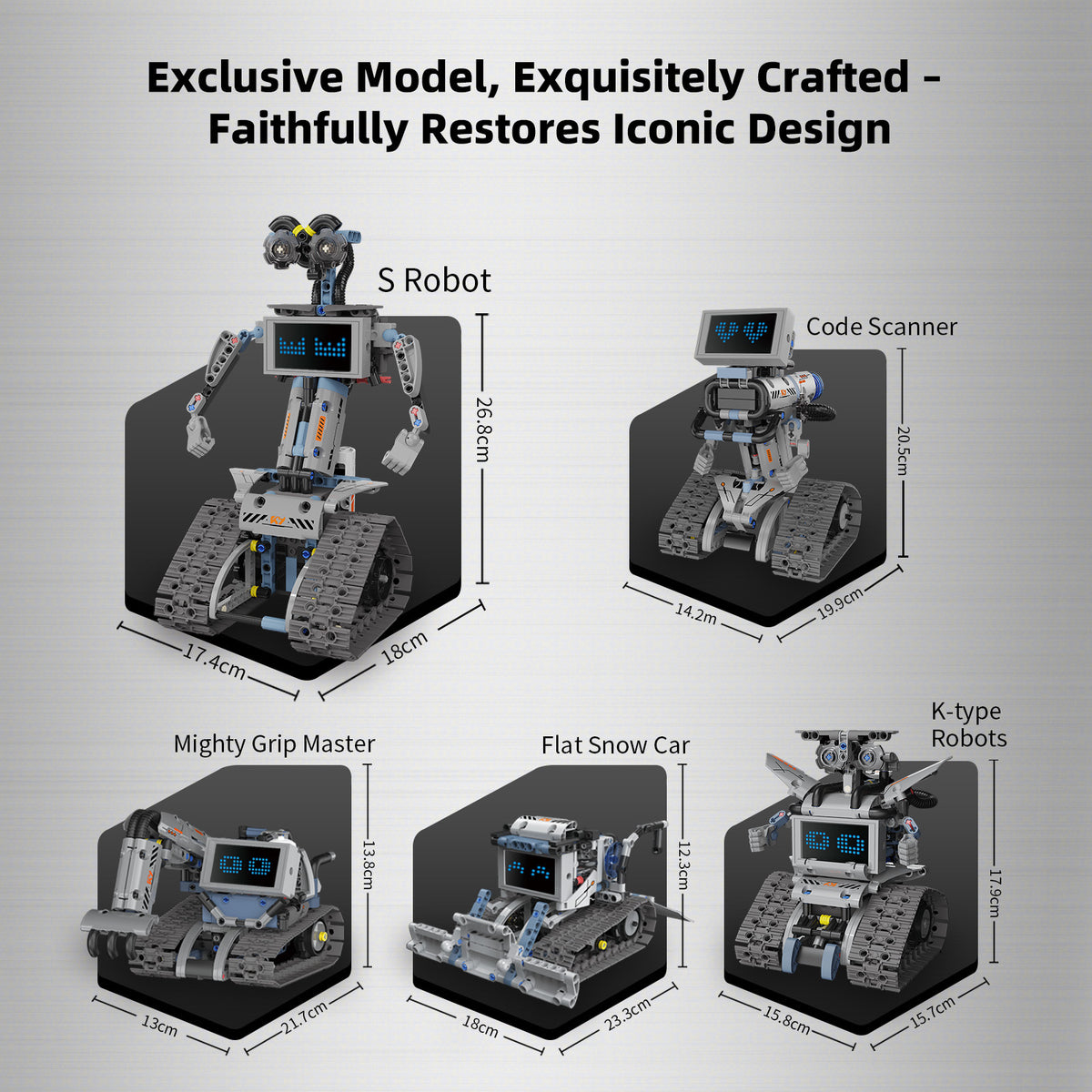 Technical Building Blocks Robots Pro 5-in-1 Set with Remote Control and LED Screen