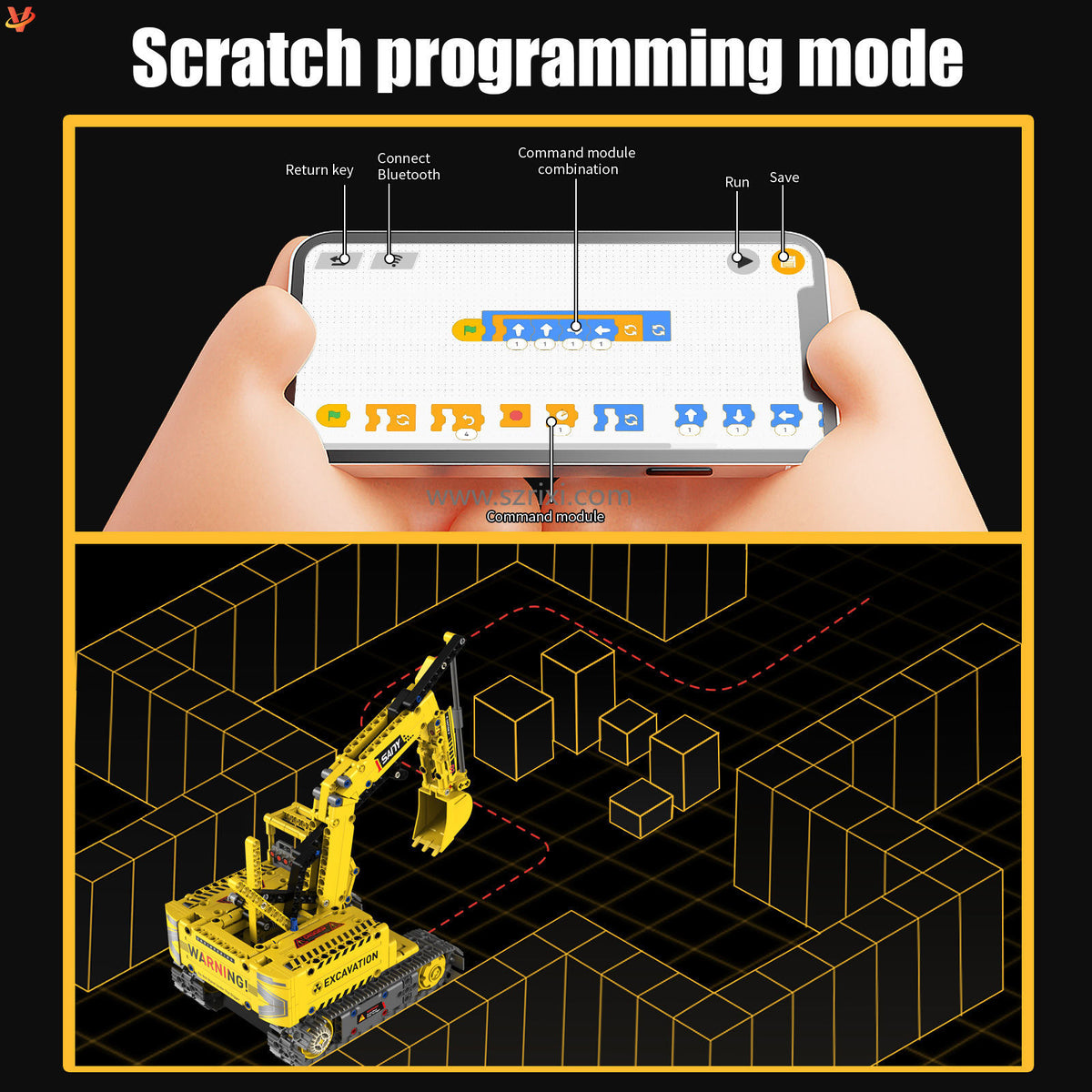 Building Blocks Crane 5-in-1 Set with Remote Control and App remote 555pcs