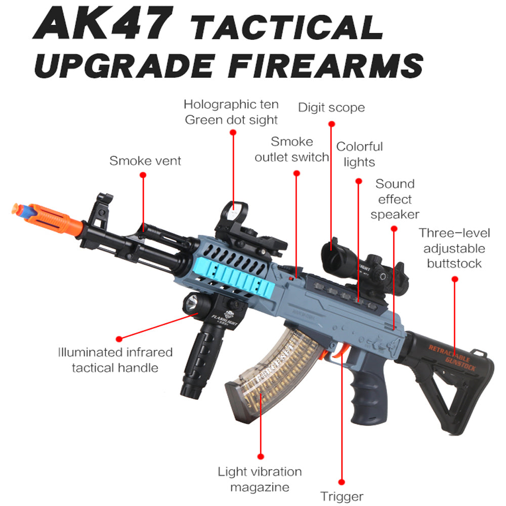 Hang Wing AK47 Special Force Set – Electric Soft-Shot Blaster with Light, Sound & Smoke Effect (65cm)