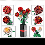 Creative Red & White Rose Vase Flower Bouquet 818pcs