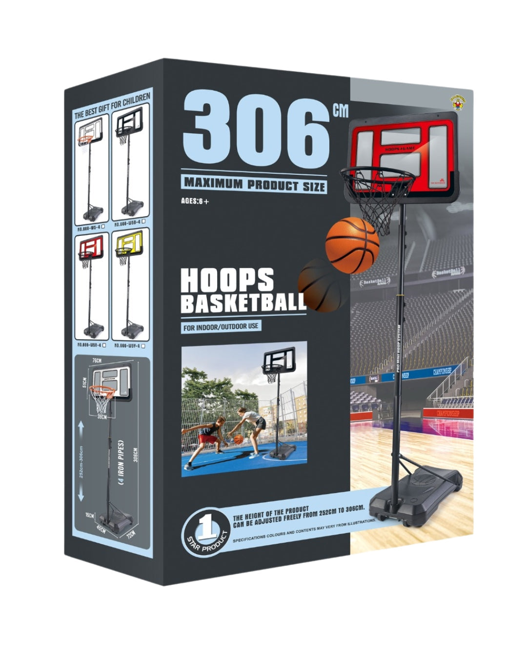 Adjustable Basketball Stand Set 306cm