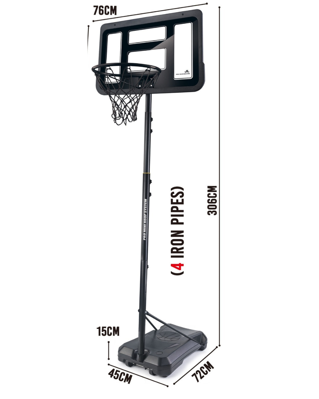 Adjustable Basketball Stand Set 306cm