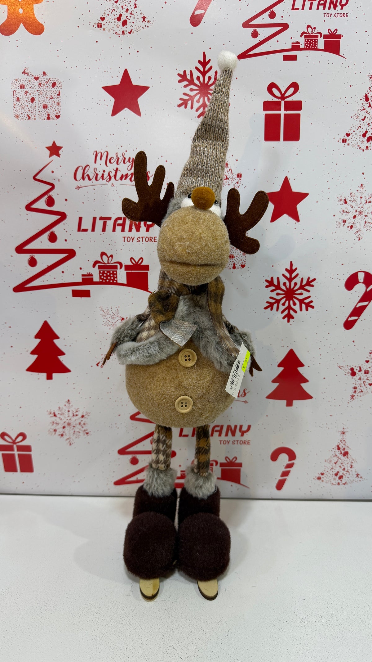 Christmas Reindeer Decoration with Green Dress 50cm