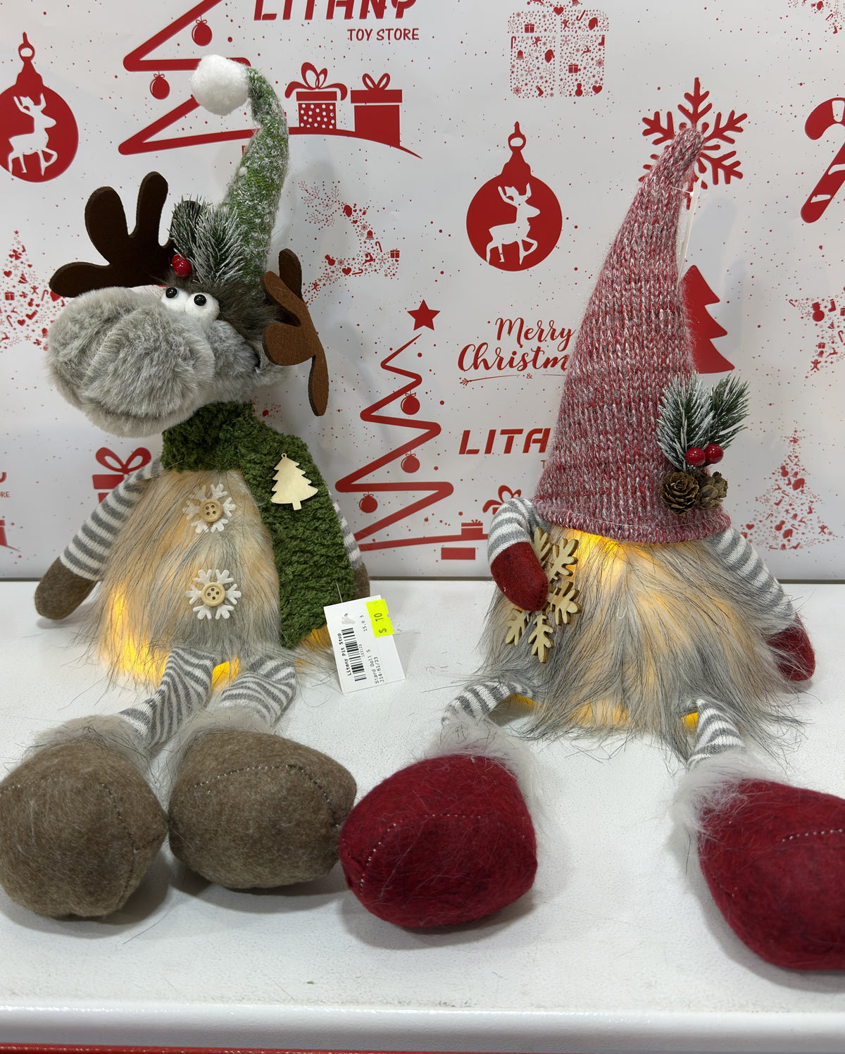 Christmas Reindeer Decoration with Green and Red Outfit 50cm