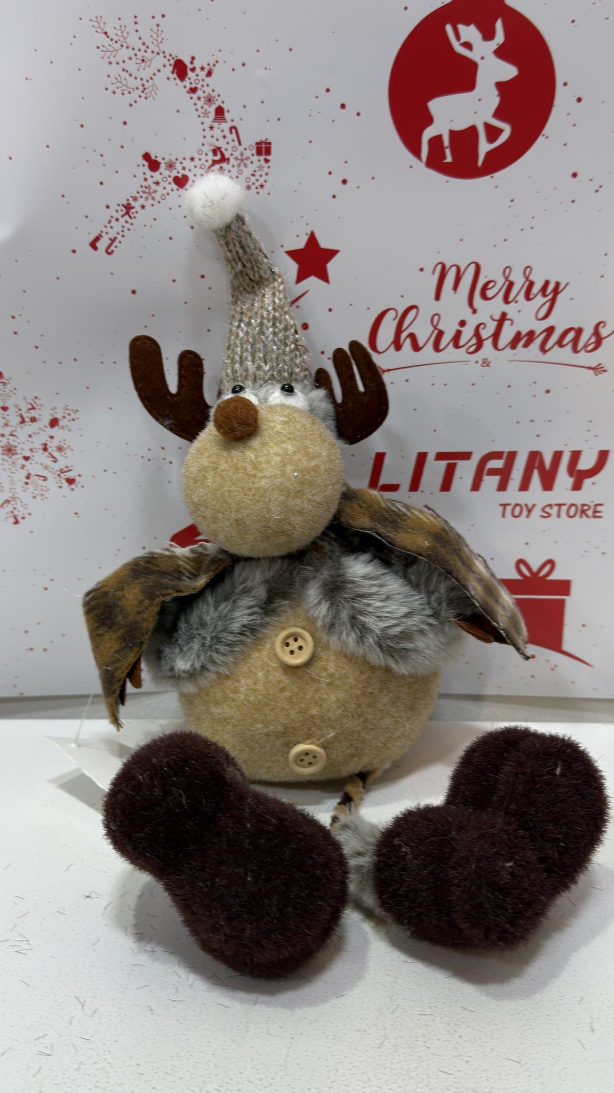 Sitting Christmas Reindeer Plush-Style Decoration 30cm
