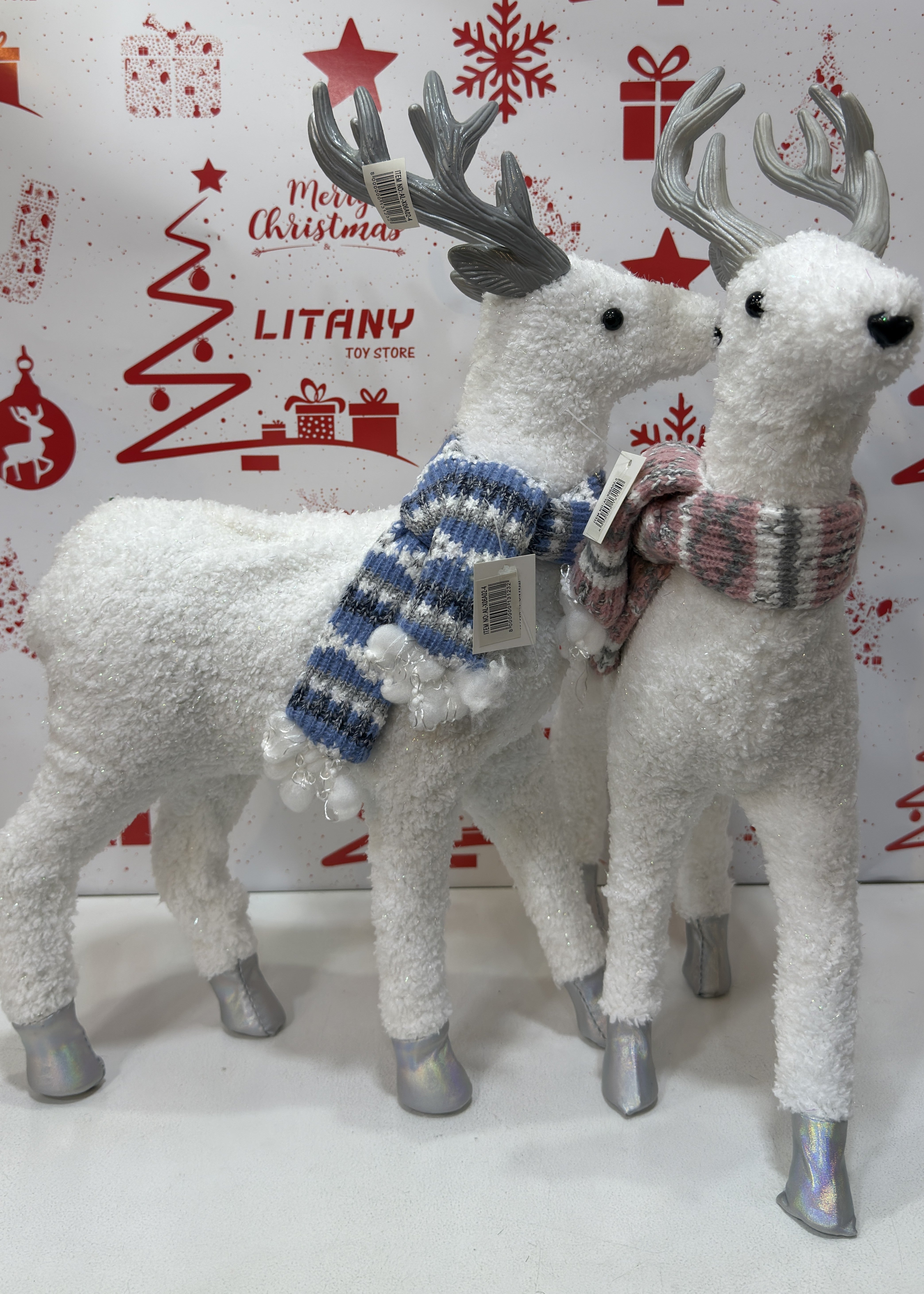 Christmas Reindeer Figurine with Scarf 45cm