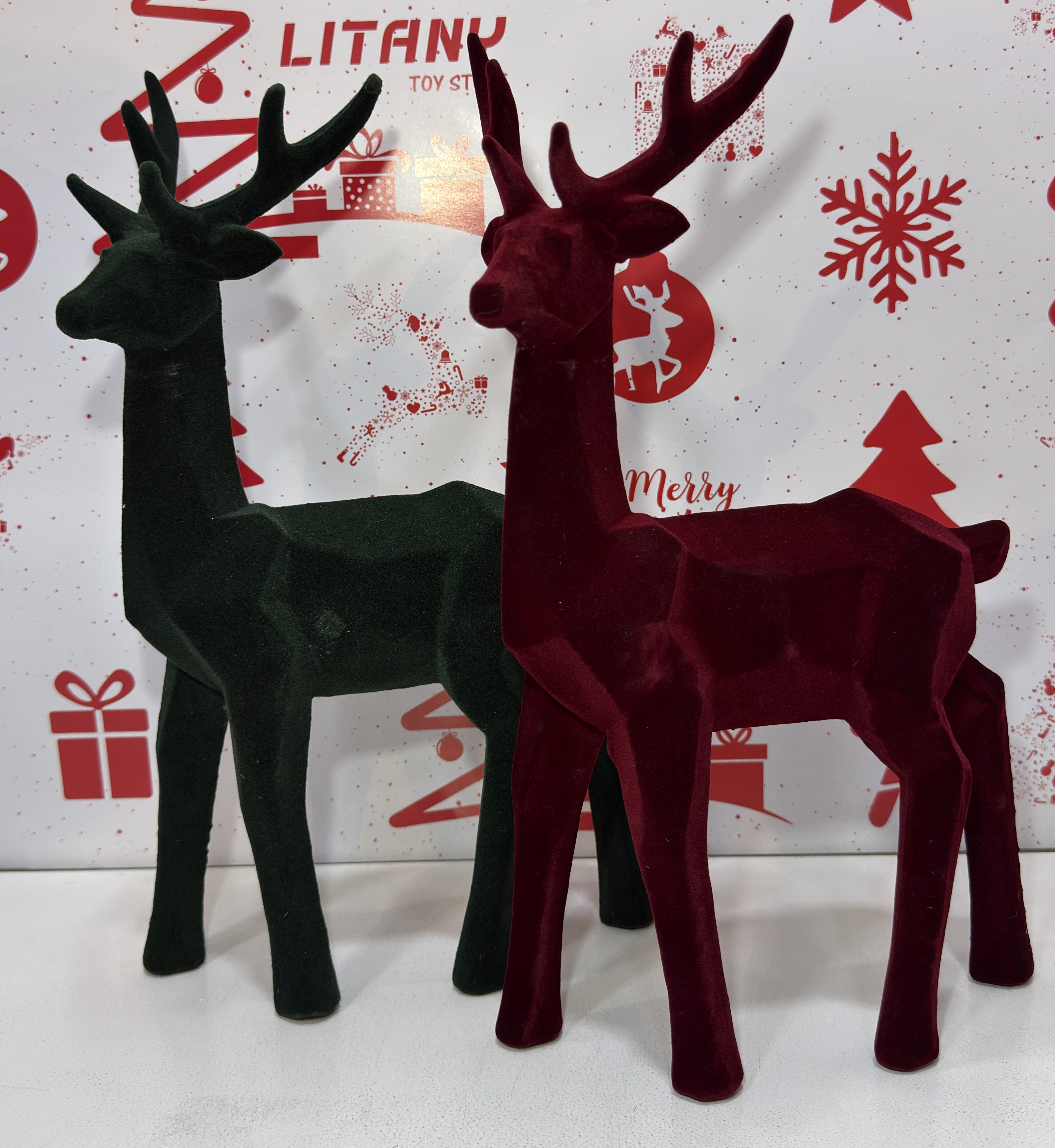 Black and Red Standing Reindeer Decoration 35cm