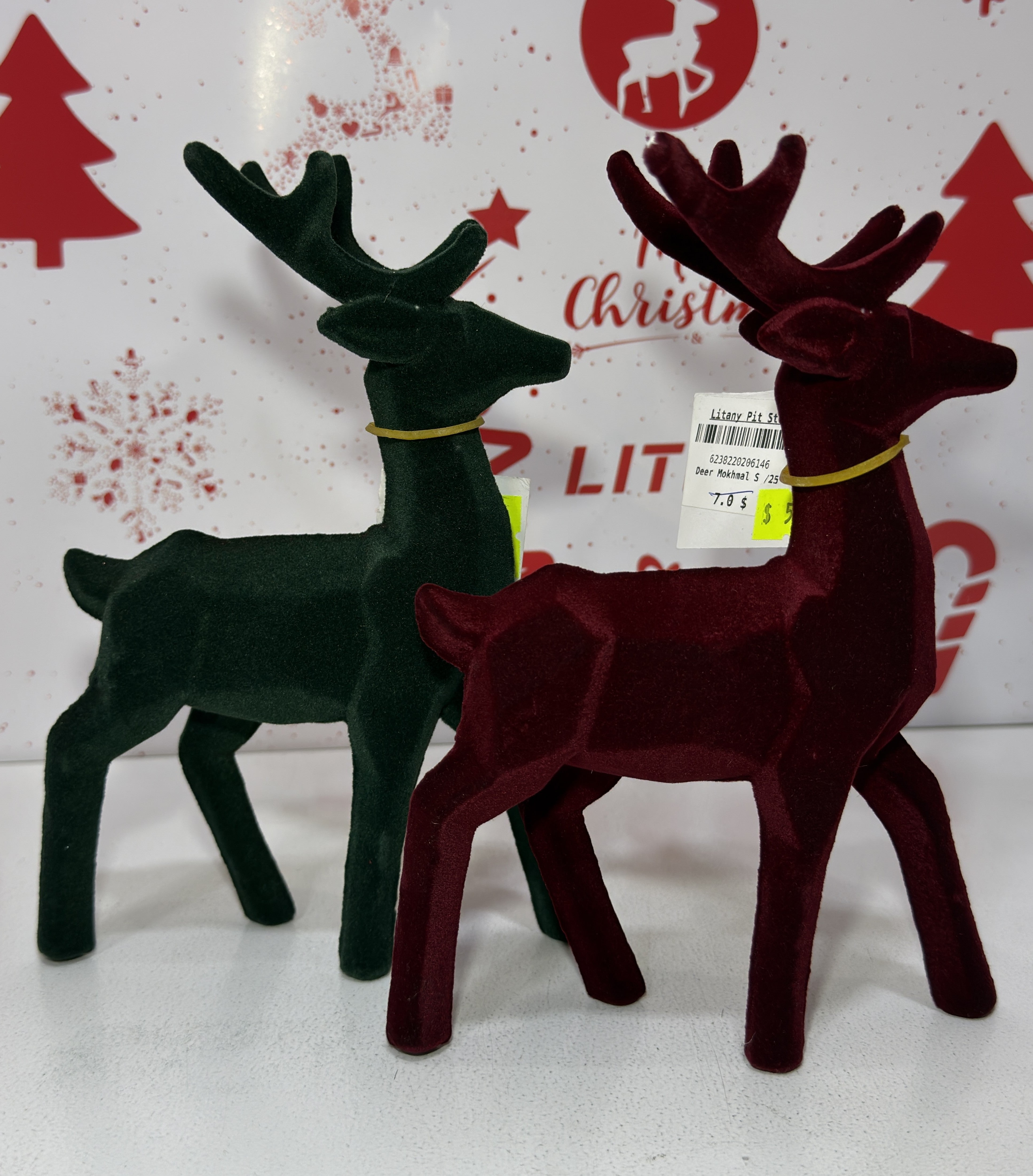 Christmas Reindeer Decoration in Black and Red 20cm