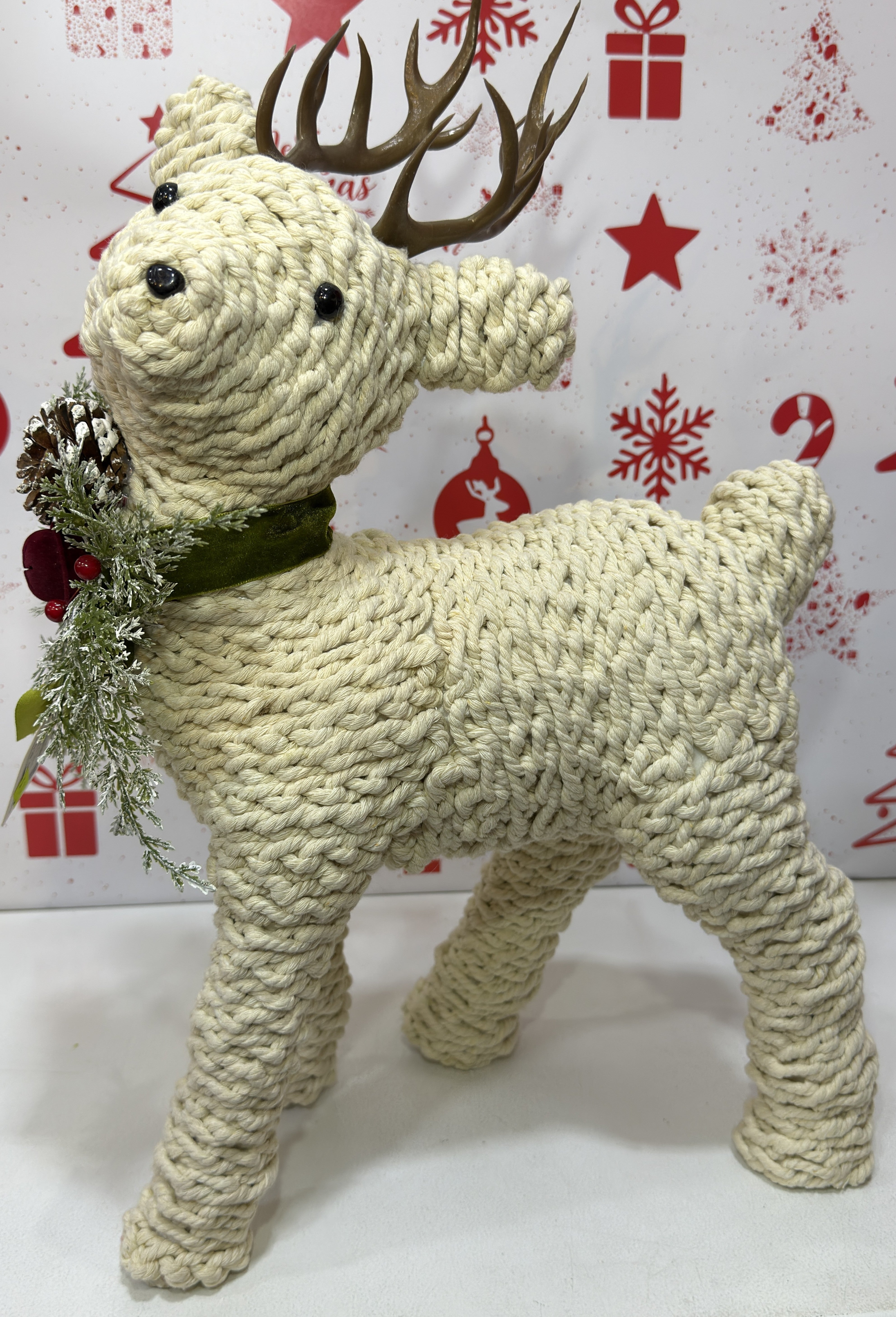 Textured Standing Christmas Reindeer Decoration handmade 50cm