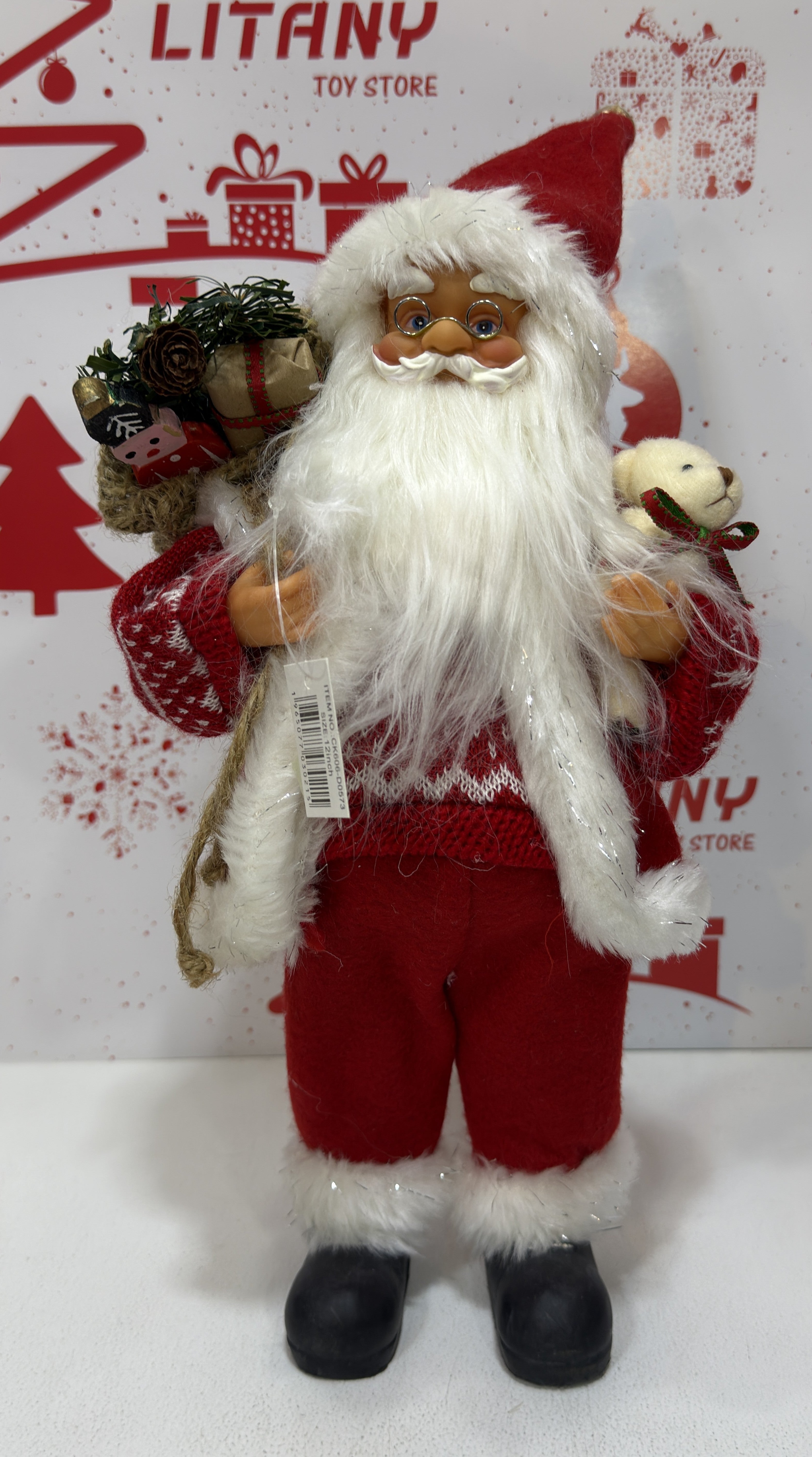 Standing Santa Claus Decoration with Red Suit 35cm
