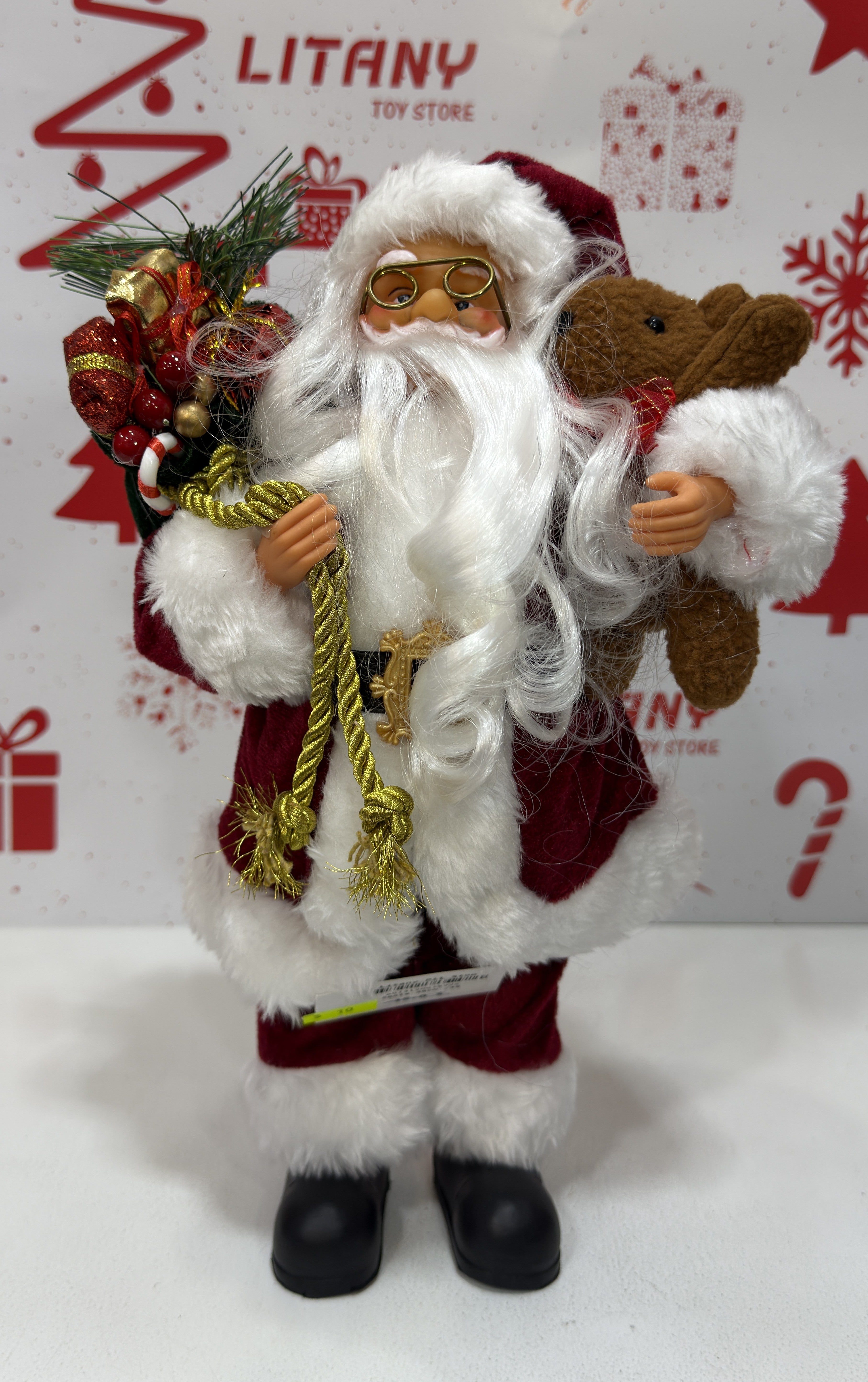 Santa Claus Christmas Figure with Gift Sack 35cm