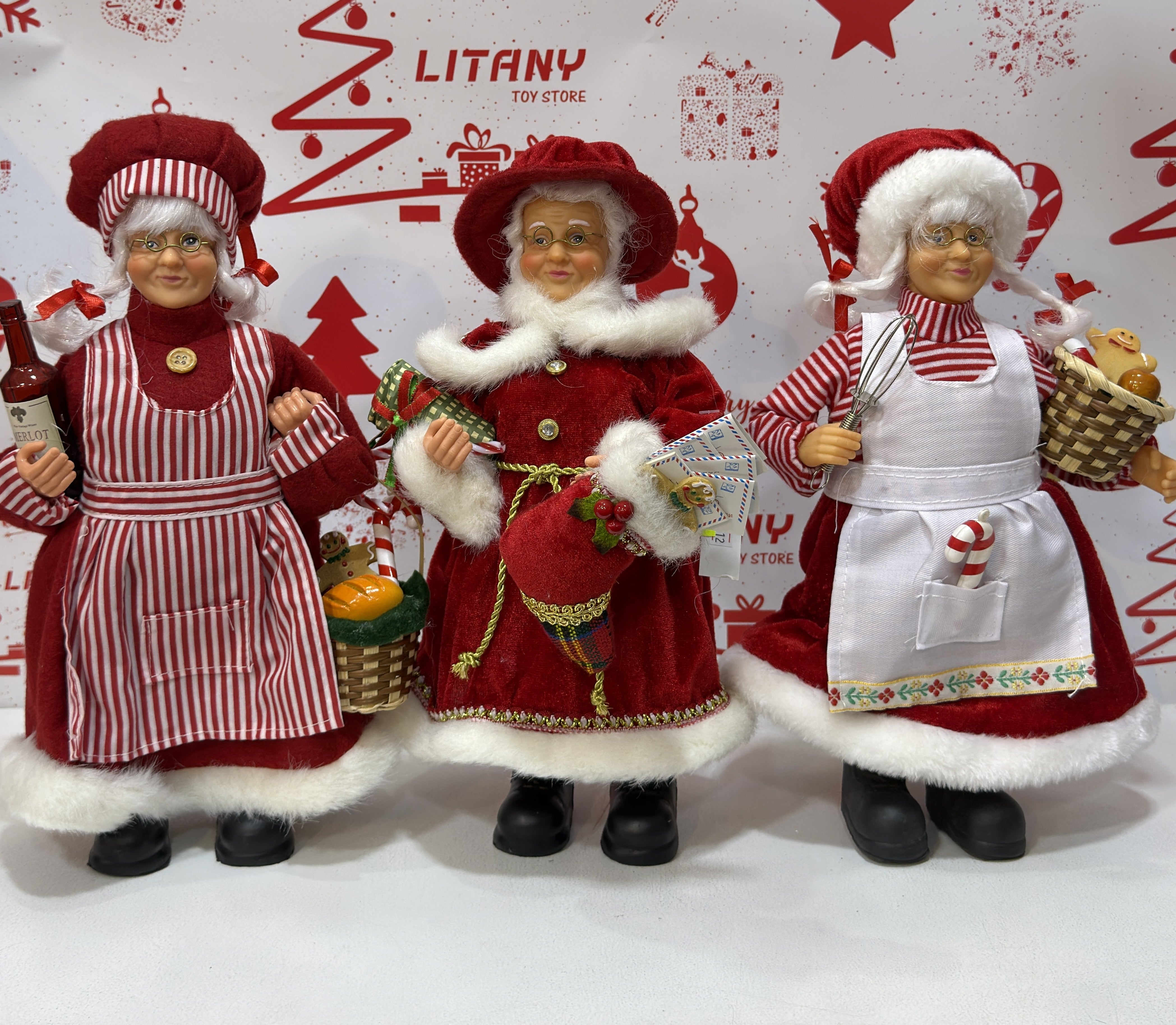 Christmas Santa Claus and Mrs Claus Decoration 35cm