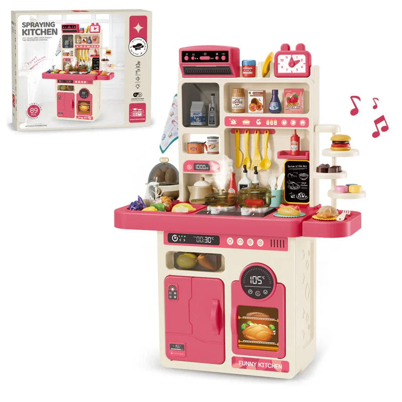 Kids Kitchen Set with Light & Music – 89 Pieces