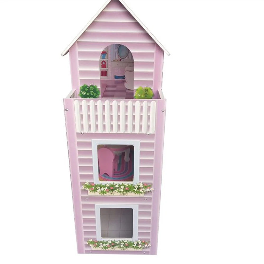Wooden Doll House With 8PCS Furnitures