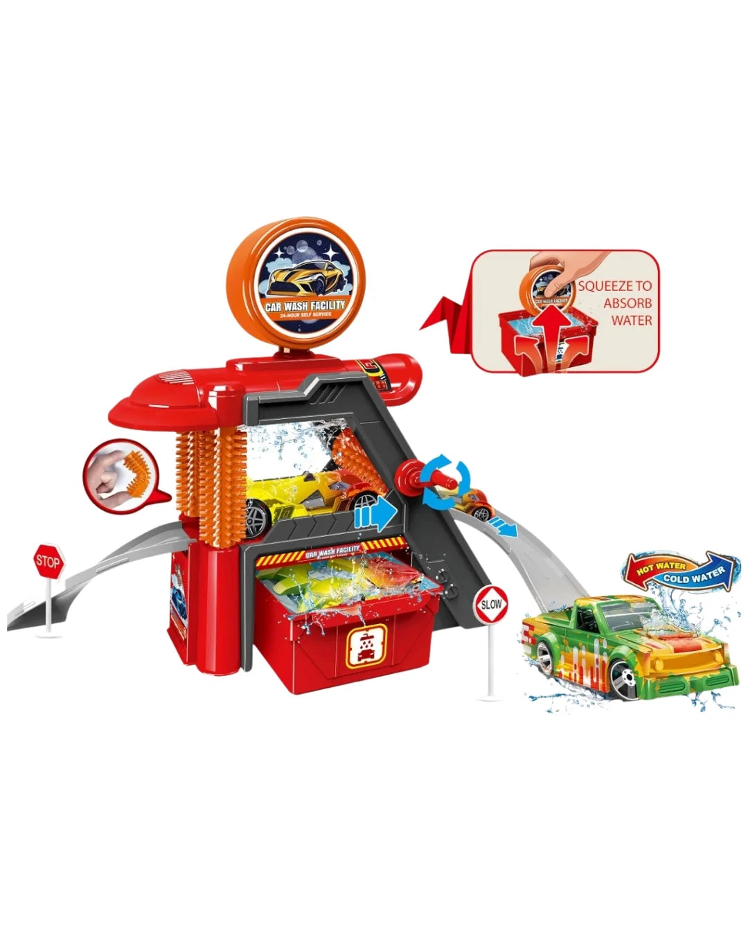 Car Wash Playset with Color-Changing Car 24-Piece