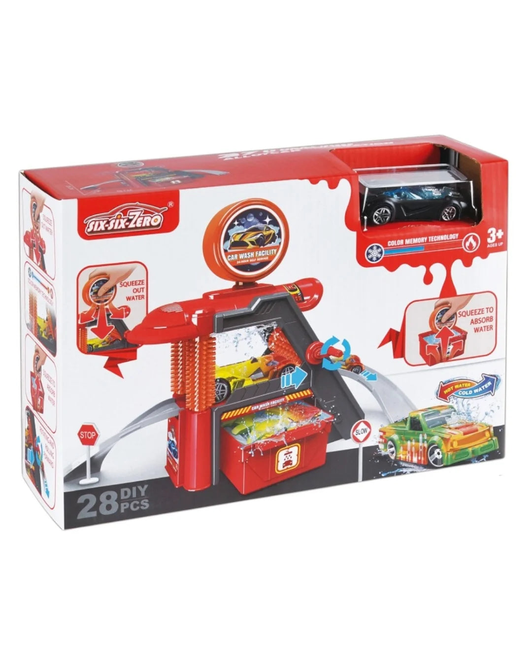 Car Wash Playset with Color-Changing Car 24-Piece