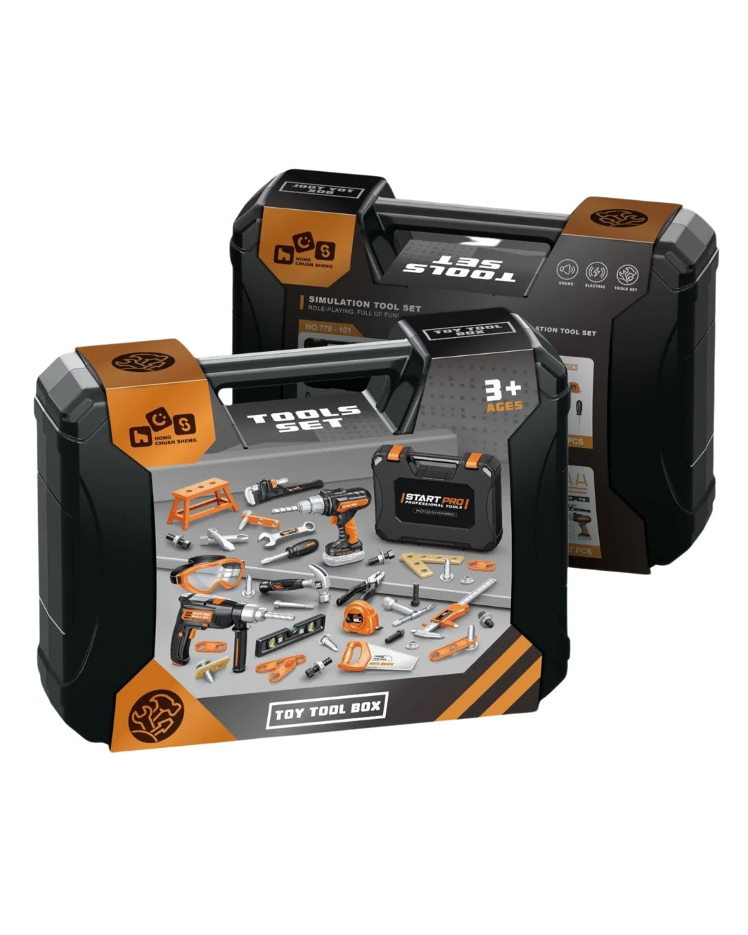 26-Piece Kids Tool Set with Toolbox & Toy Drill – Pretend Play Construction Set