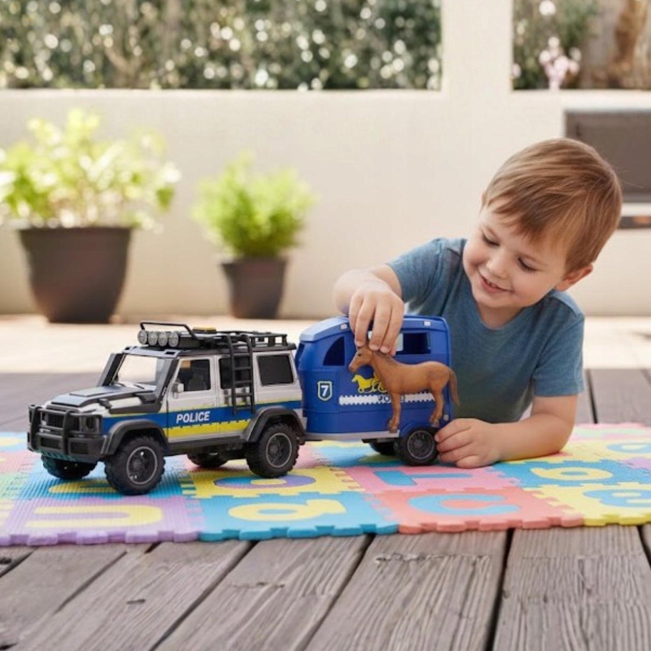 WOOPIE Off-road Police Car Set with Horse Trailer
