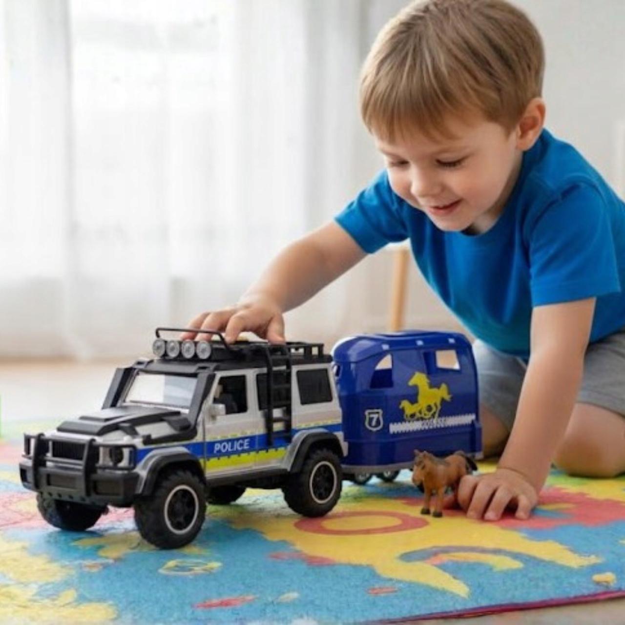 WOOPIE Off-road Police Car Set with Horse Trailer