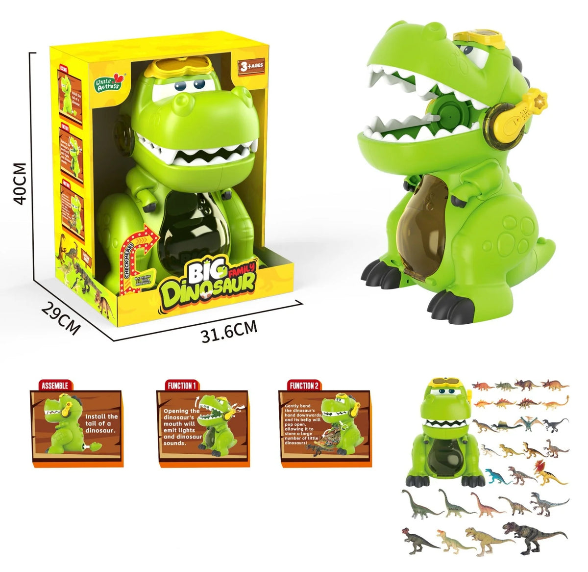 Big Mouth Storage Dinosaur with 28 Dinosaur Figures