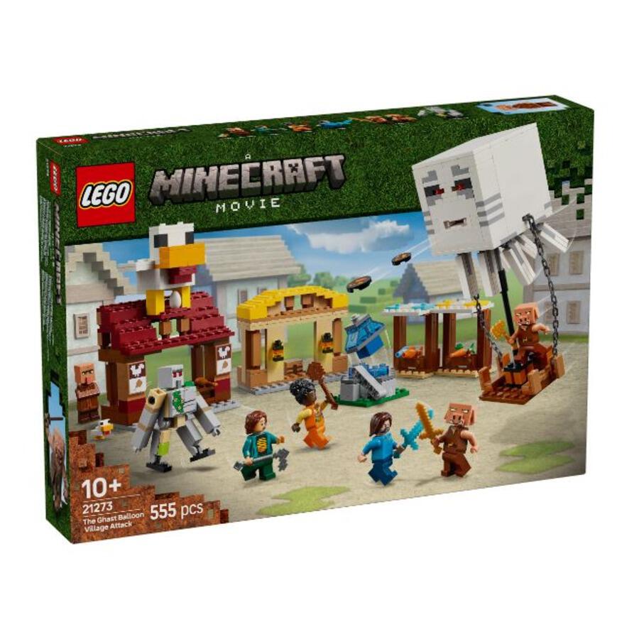 LEGO Minecraft The Ghast Balloon Village Attack 21273 – Minecraft Movie Set, 555 Pieces
