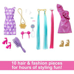 Barbie Fun & Fancy Hair Doll JDC85 – Extra-Long Hair & Styling Accessories