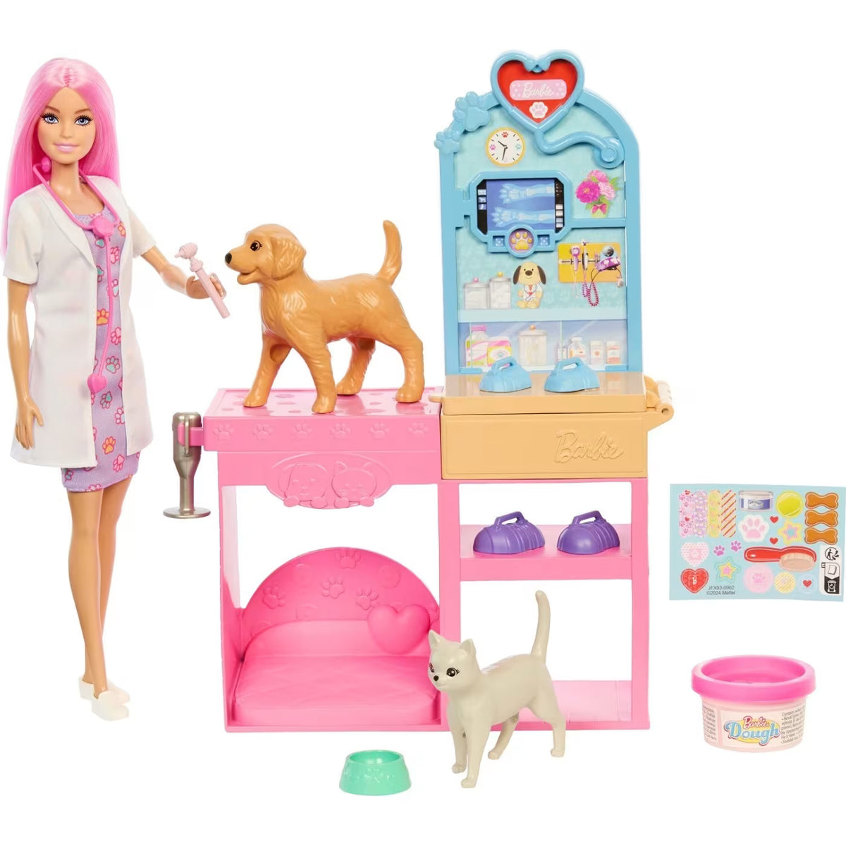 Barbie Fast Cast Veterinarian Clinic Playset JFX93 – Doll & 10+ Accessories