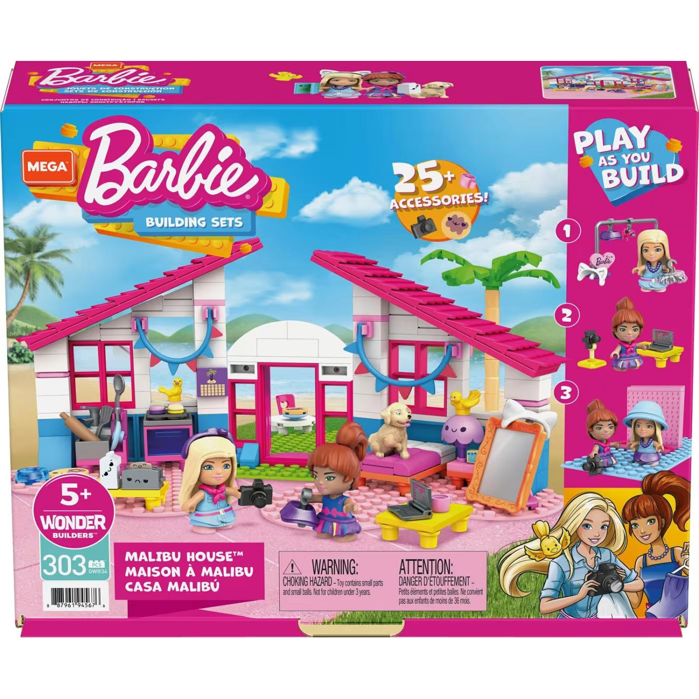 MEGA Barbie Malibu House GWR34 – 303-Piece Building Set