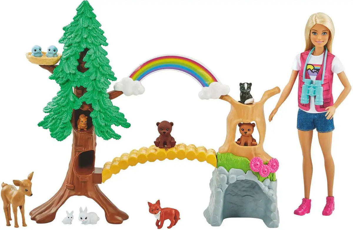 Barbie Wilderness Guide Interactive Playset GTN60 – Doll, Tree, Bridge & 10 Animals