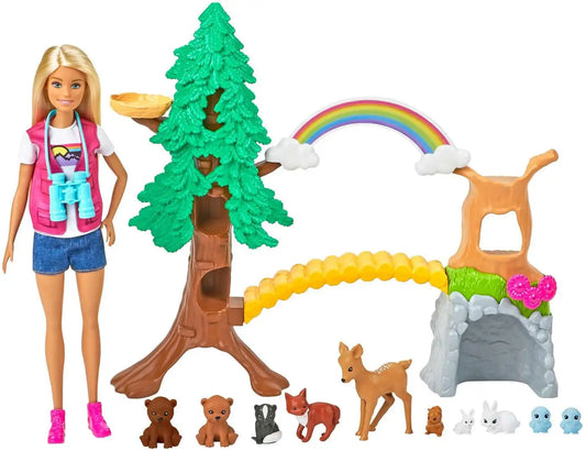 Barbie Wilderness Guide Interactive Playset GTN60 – Doll, Tree, Bridge & 10 Animals