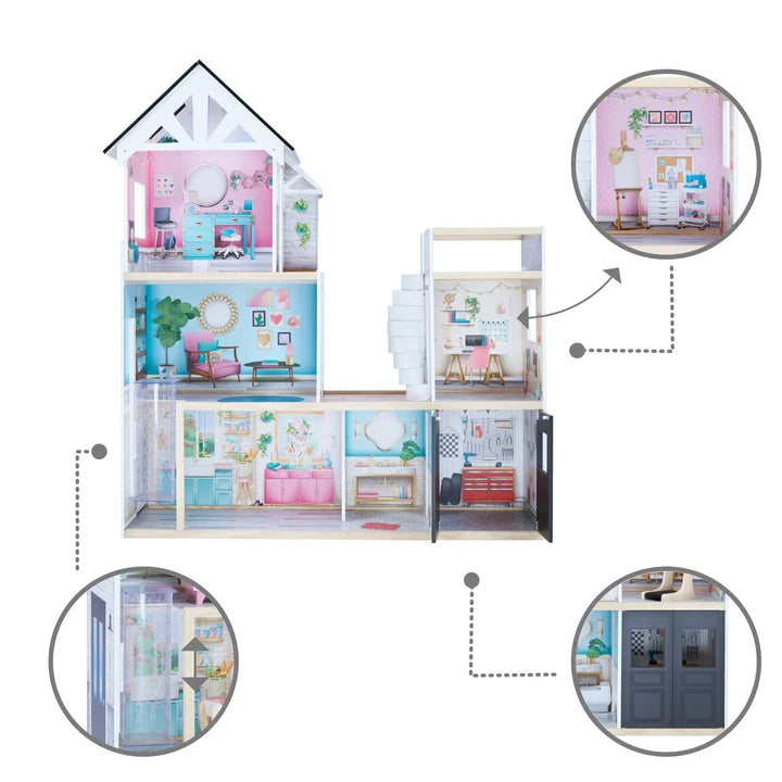 Dreamland Mansion Wooden Doll House with 3 Floors